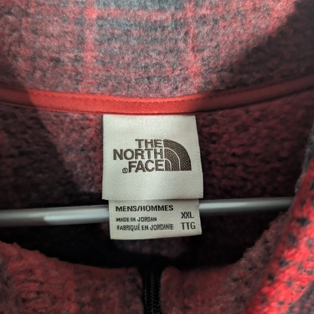 The North Face Sweater Quarter Zip Pullover Mens XXL Red Plaid Fleece Lumberjack